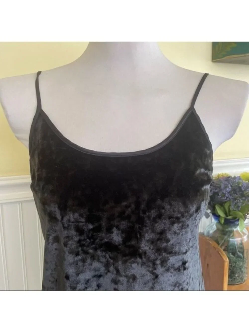 Victorias Secret Crushed Velvet Slip Dress Black XS/S Adjustable Straps